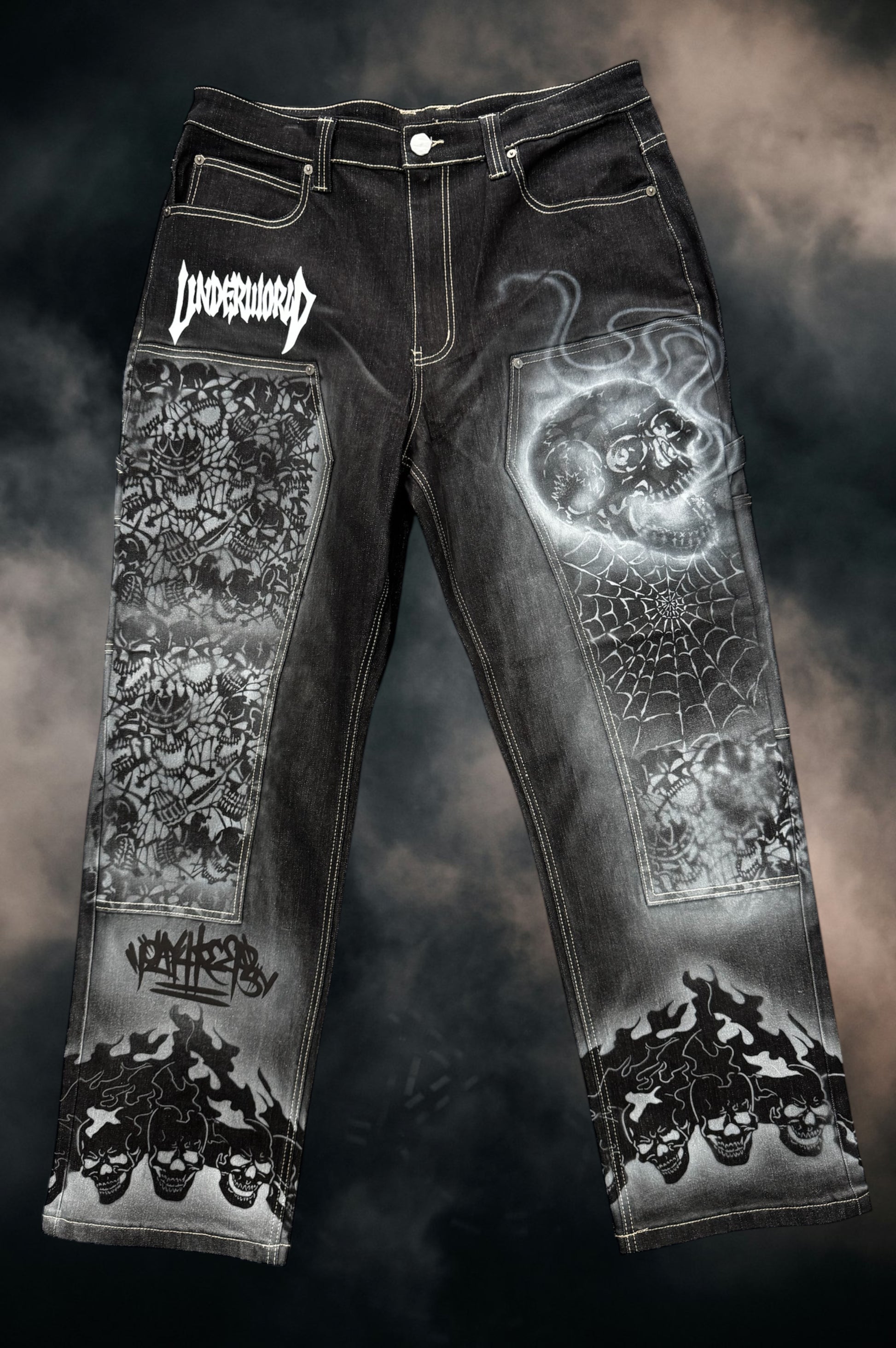 UNDERWORLD X PLAYFORKEEPZ CUSTOM COFFIN JEANS
