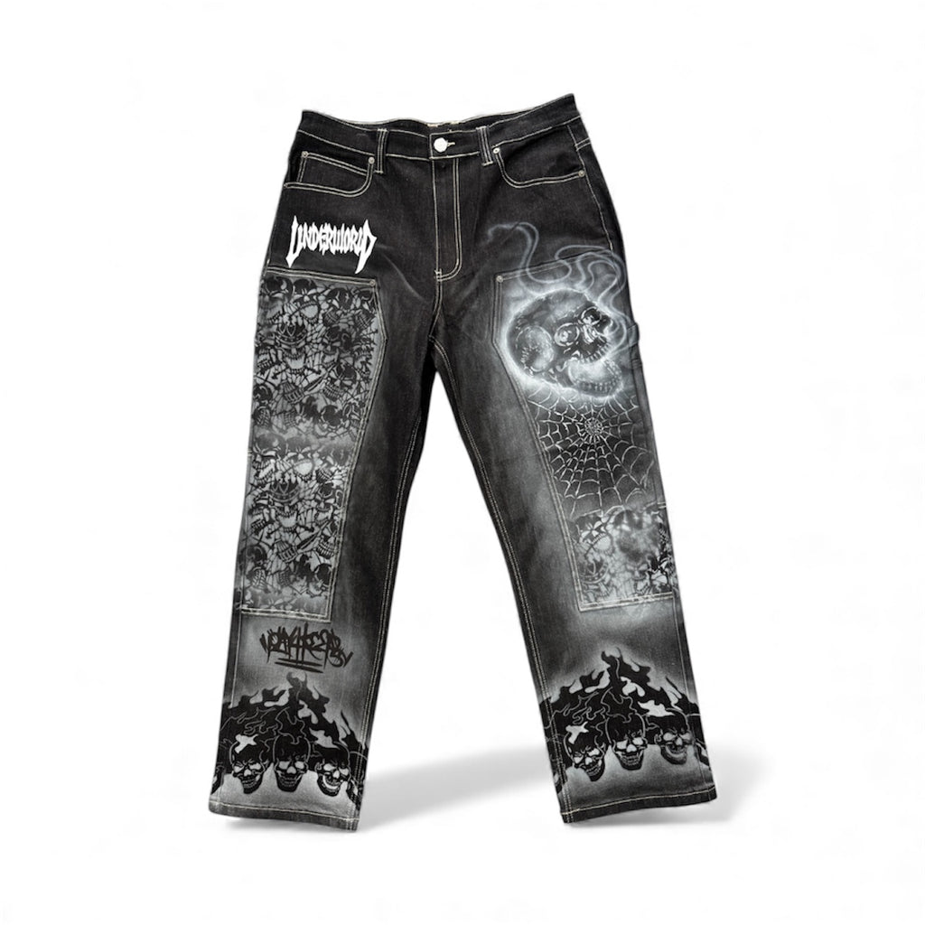 UNDERWORLD X PLAYFORKEEPZ CUSTOM COFFIN JEANS
